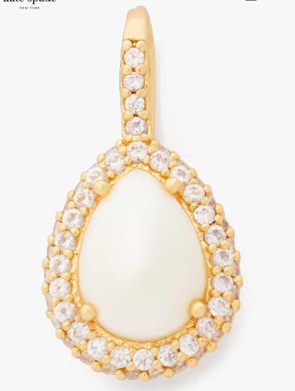 Kate Spade- Pave Halo Drop Earrings (Cream & Gold ) - Picture 3 of 6